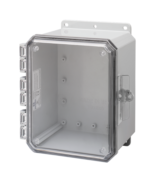 Integra P10086C 10" x 8" x 6" High Impact Polycarbonate Hinged Enclosure