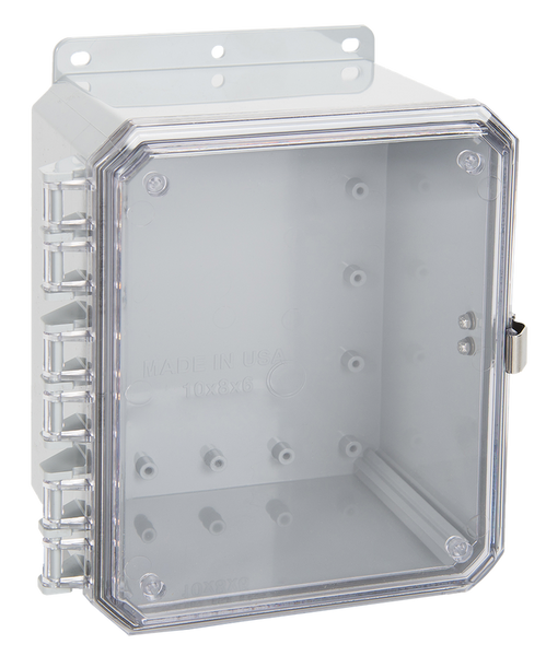 Integra P10086CLL 10" x 8" x 6" High Impact Polycarbonate Hinged Enclosure
