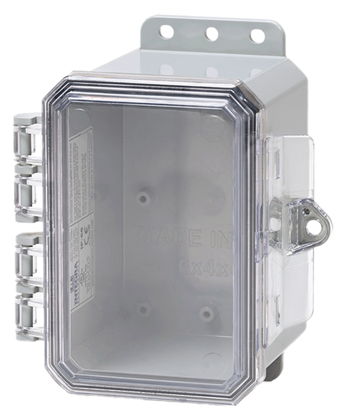 Integra P6044C 6" x 4" x 4" High Impact Polycarbonate Hinged Enclosure