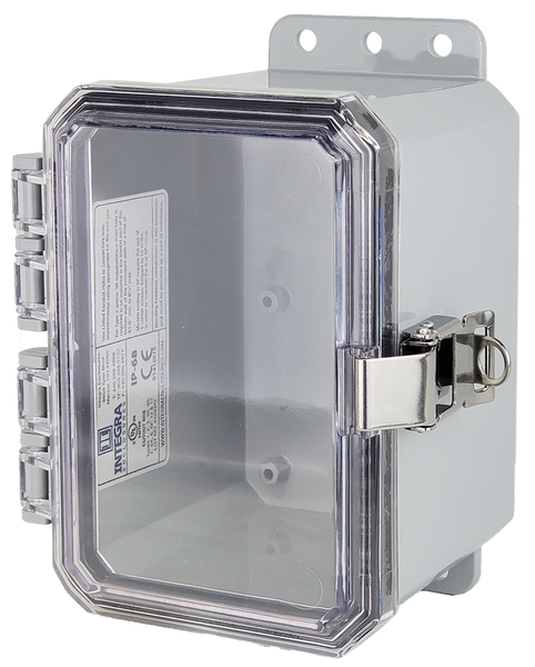 Integra P6044CLL 6" x 4" x 4" High Impact Polycarbonate Hinged Enclosure
