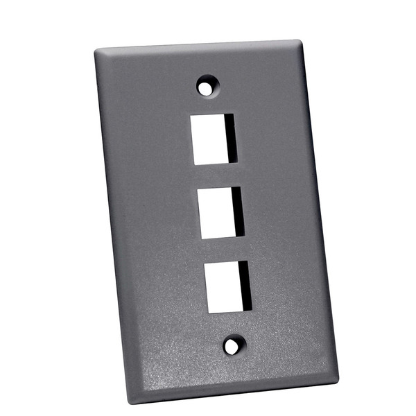 Quest NFP-1030 Single Gang Gray 3-Port Keystone Wall Plate
