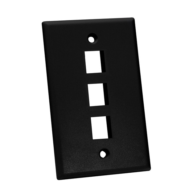 Quest NFP-1031 Single Gang Black 3-Port Keystone Wall Plate