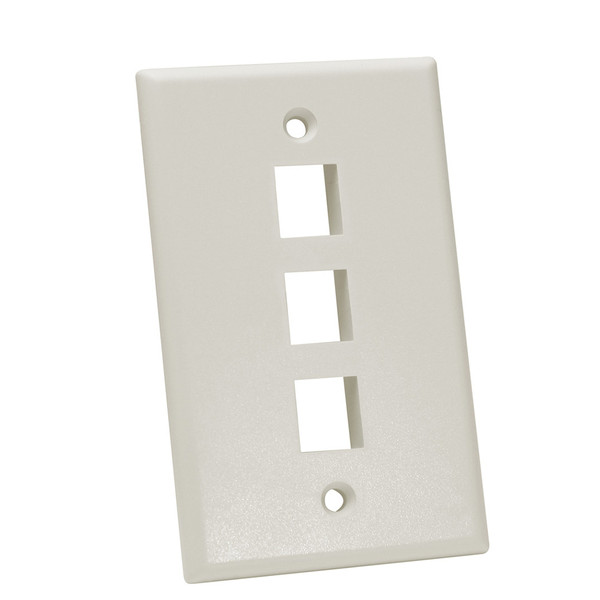 Quest NFP-1032 Single Gang Light Almond 3-Port Keystone Wall Plate