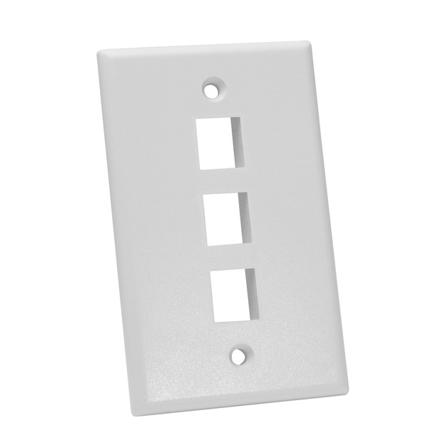 Quest NFP-1038 Single Gang White 3-Port Keystone Wall Plate