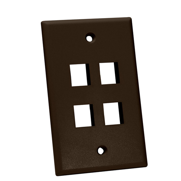 Quest NFP-1043 Single Gang Gray 4-Port Keystone Wall Plate