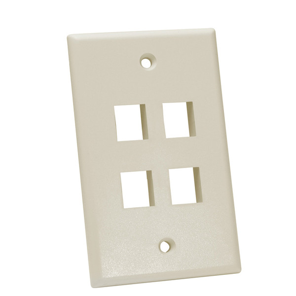 Quest NFP-1049 Single Gang Almond 4-Port Keystone Wall Plate