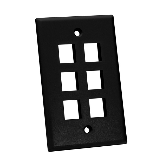 Quest NFP-1061 Single Gang Black 6-Port Keystone Wall Plate