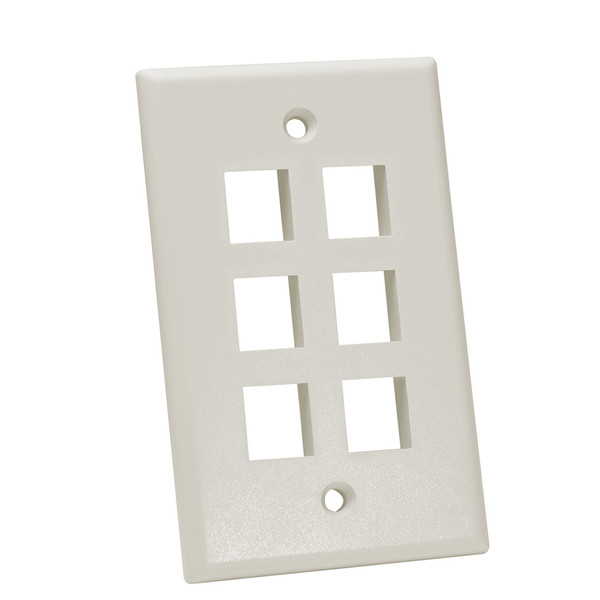 Quest NFP-1062 Single Gang Light Almond 6-Port Keystone Wall Plate