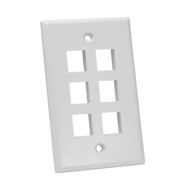 Quest NFP-1068 Single Gang White 6-Port Keystone Wall Plate