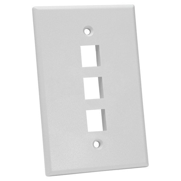 Quest NFP-5038 Single Gang White 3-Port Oversized Keystone Wall Plate