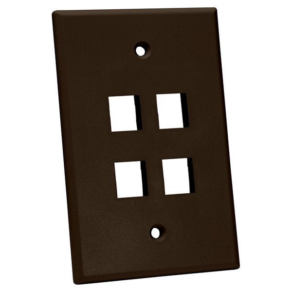 Quest NFP-5043 Single Gang Brown 4-Port Oversized Keystone Wall Plate