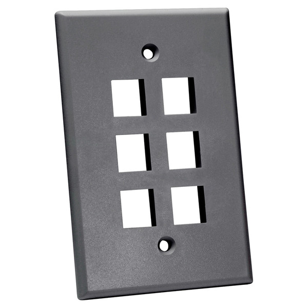 Quest NFP-5060 Single Gang Gray 6-Port Oversized Keystone Wall Plate