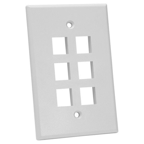 Quest NFP-5068 Single Gang White 6-Port Oversized Keystone Wall Plate