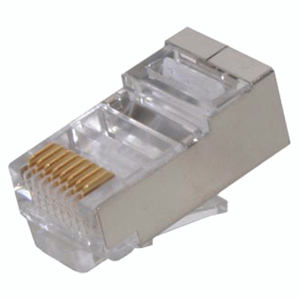 Quest NMP-8425 Cat5E RJ45 Shielded Round Solid/Stranded 50U Gold Modular Plugs, 100 Pack