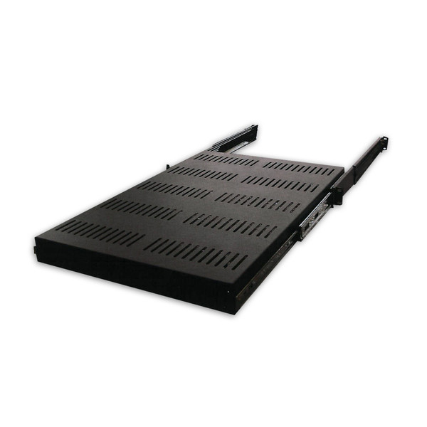 Quest ES0119-0123 19" Single-Sided Slide-Out Vented Shelf W/Adjustable Rails, 26"-37"D, Black