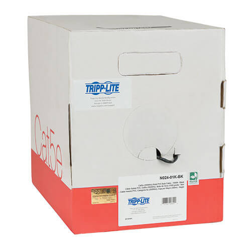 Tripp-Lite N024-01K-BK 1000Ft Cat5 / Cat5e Bulk Cable Solid CMP Plenum PVC Black 1000'