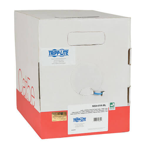 Tripp-Lite N024-01K-BL 1000Ft Cat5 / Cat5e Bulk Cable Solid CMP Plenum PVC Blue 1000'