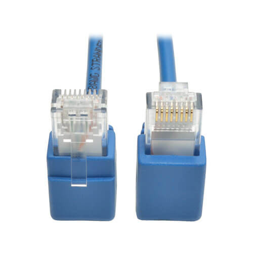 Tripp-Lite N201-SR2-BL Cat6 Gigabit Snagless Molded Slim UTP Patch Cable Right Angle 2'