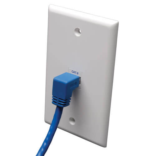 Tripp-Lite N204-003-BL-DN Tripp Lite 3Ft Cat6 Gigabit Right Angle Dwn to Straight Patch Cable Blue 3'