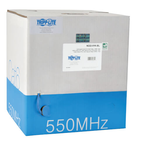 Tripp-Lite N222-01K-BL Tripp Lite 1000Ft Cat6 550MHz Gigabit Bulk Solid PVC Cable Blue 1000'