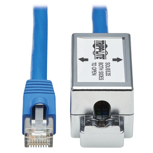 Tripp-Lite N237A-P18N-WHSH Cat6 Junction Box Cable Assembly RJ45 Shielded PoE+ Blue 18in