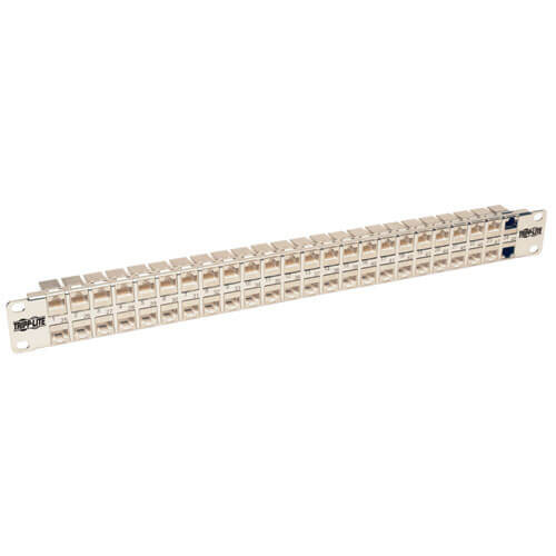 Tripp-Lite N254-048-SH-6A 48 Port Rackmount Cat6a Shielded Feedthrough Patch Panel RJ45 1U