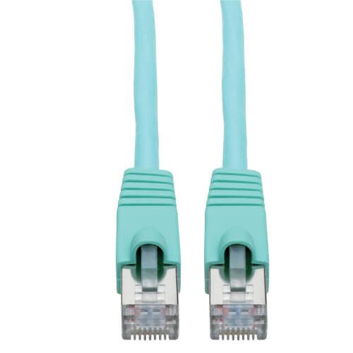 Tripp-Lite N262-003-AQ Cat6a Snagless Shielded STP Patch Cable 10G, PoE, Aqua M/M 3Ft