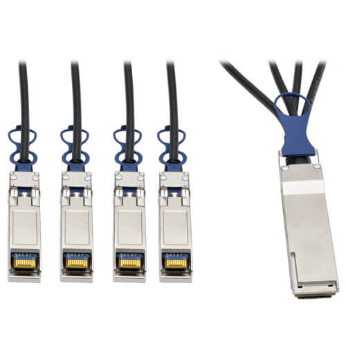 Tripp-Lite N281-02M-BK 40GbE QSFP+ to 10GbE SFP+ Passive Copper Breakout Cable 2M 6.5'