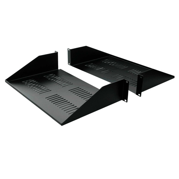 Quest ES0719-0225 19" Double-Sided Vented Divided Shelf, 2U, 25"D, Black
