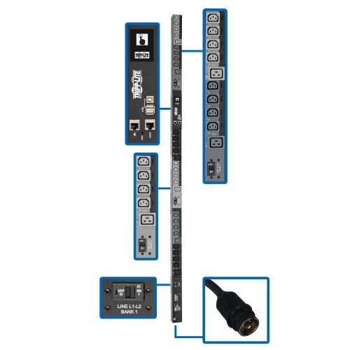 Tripp-Lite PDU3EVNR6L2130 10kW 200-240V 3PH Monitored Per-Outlet PDU