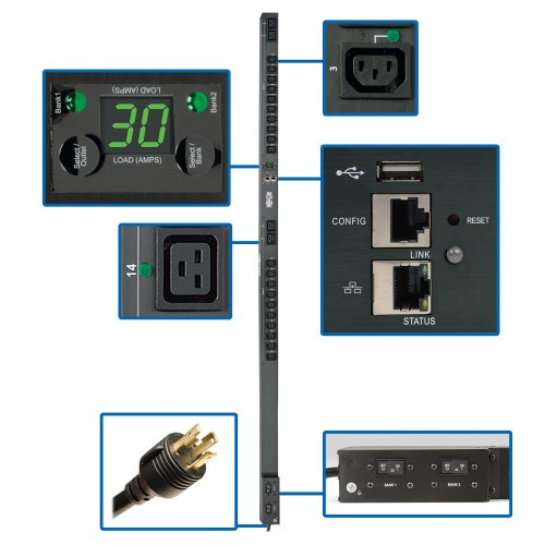 Tripp-Lite PDUNVR30HVLX 5.5kW Single-Phase Monitored Per-Outlet PDU