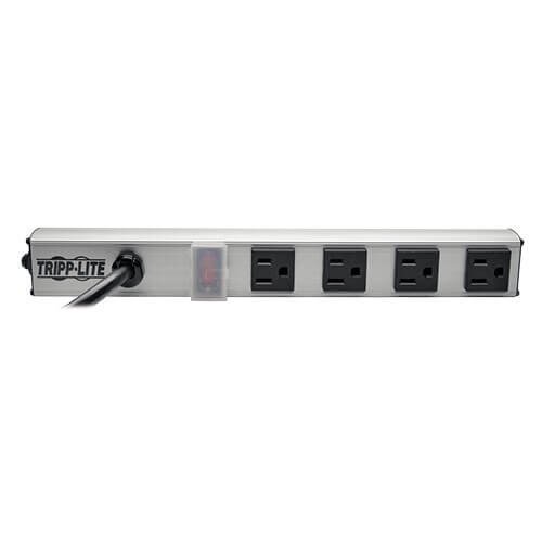 Tripp-Lite PS120410 4-Outlet Power Strip NEMA 5-15R 5-15P 10Ft Cord 12 inches Metal