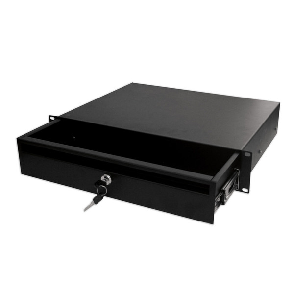 Quest ES1319-0214 19" X 24" Locking Storage Drawer Shelf, 2U, Black