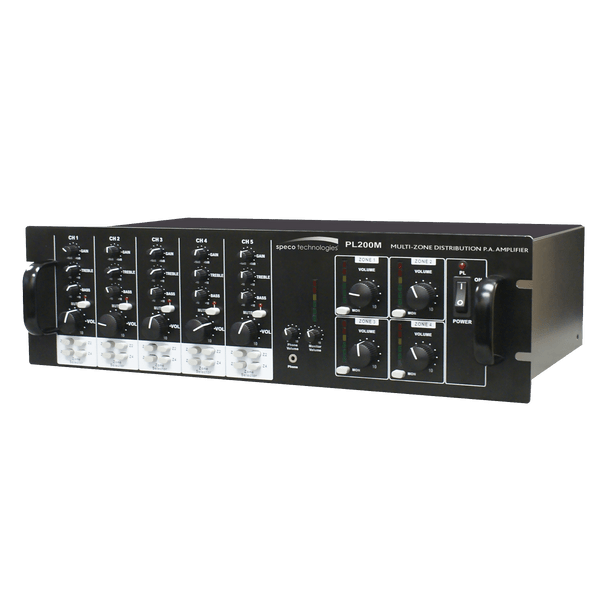 Speco PL200M 160 Watt 5x4 Multisource/Multizone PA Amplifier