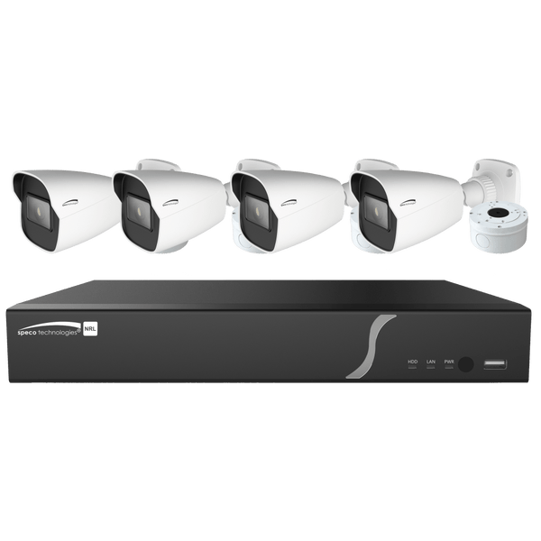 Speco ZIPL4B1 4 CH H.265 NVR 1TB w/ 4 H.265 IP Bullets