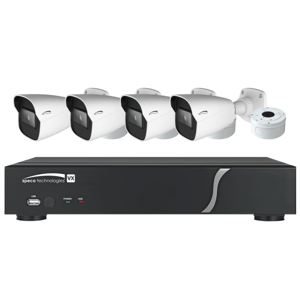 Speco ZIPT4B1 4CH HD-TVI DVR, 1080p, 60fps, 1TB w/ 4 Outdoor IR Bullet Cameras 2.8mm lens, White