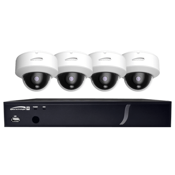 Speco ZIPT84D2 8CH HD-TVI DVR, 1080p, 120fps, 2TB w/ 4 Outdoor IR Dome Cameras 2.8mm lens, White