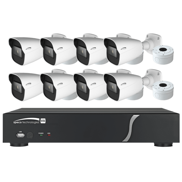 Speco ZIPT88B2 8CH HD-TVI DVR, 1080p, 120fps, 2TB w/ 8 Outdoor IR Bullet Cameras 2.8mm lens, White