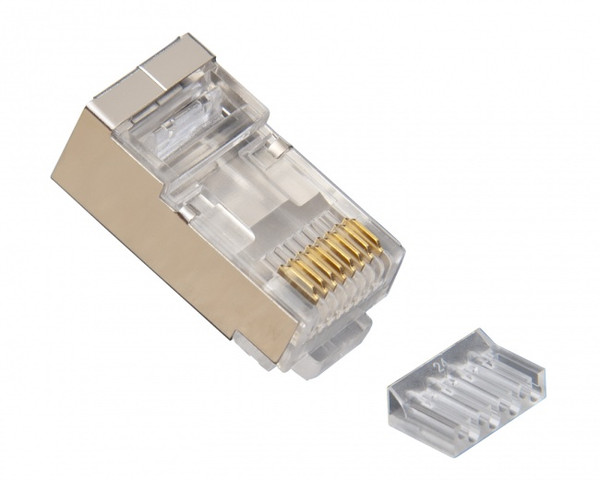 Platinum Tools 106207C RJ45 (8P8C) Shielded Cat6 2 pc. Connector w/ Liner, Round Solid, 3-Prong, 50 Pack