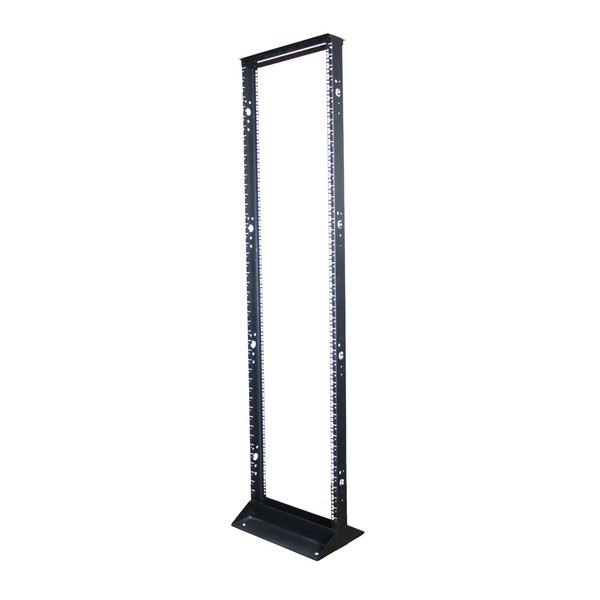 Quest FR1907-45-02S 7Ft 2-Post 19" 45U Black Open Frame Steel Floor Rack