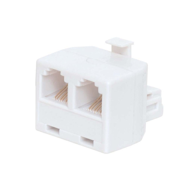 Quest NTC-2422 RJ11 6P4C Straight-Wired White Telephone Duplex Adapter