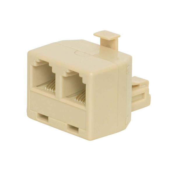 Quest NTC-2421 RJ11 6P4C Straight-Wired Ivory Telephone Duplex Adapter