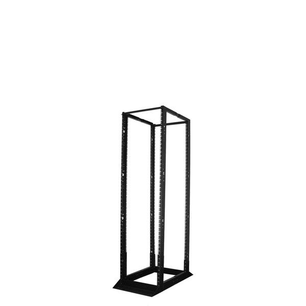 Quest FR1924-28-02 4Ft 4-Post 19" 28U Black Adjustable Open Frame Steel Floor Rack