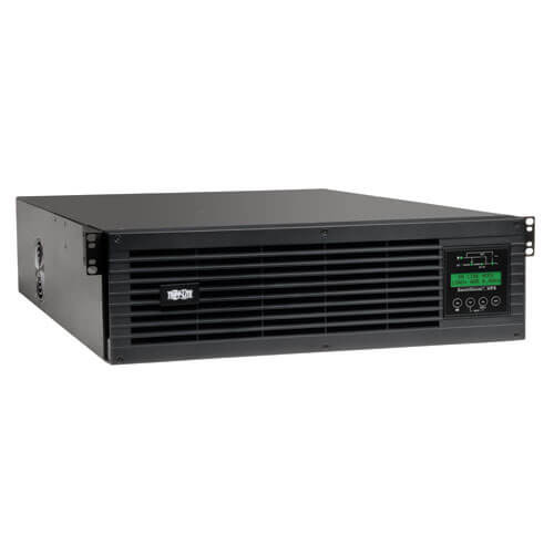 Tripp-Lite SU3000RTXLCD3U SmartOnline 120V 3kVA 2.7kW Double-Conversion UPS, 3U Rackmount, Extended Run, Network Card Slot, LCD, USB, DB9 Serial