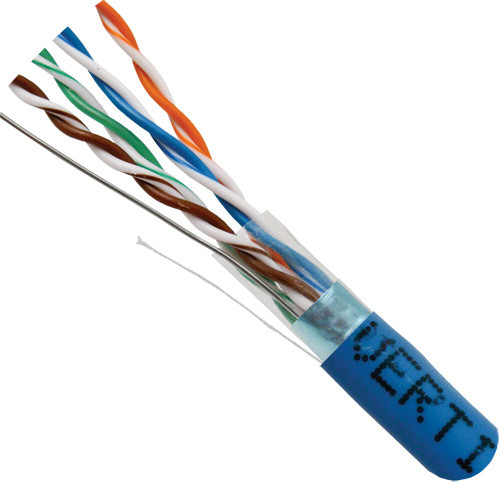 Vertical Cable 057-469/S/BL CAT5E F/UTP (Shielded), 8-Conductor, 24AWG, Solid Bare Copper, PVC Jacket, Blue, 1000ft Pull Box