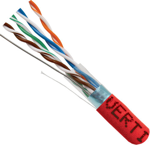 Vertical Cable 057-473/S/RD CAT5E F/UTP (Shielded) 8-Conductor, 24AWG, Solid Bare Copper, PVC Jacket, Red, 1000ft Pull Box