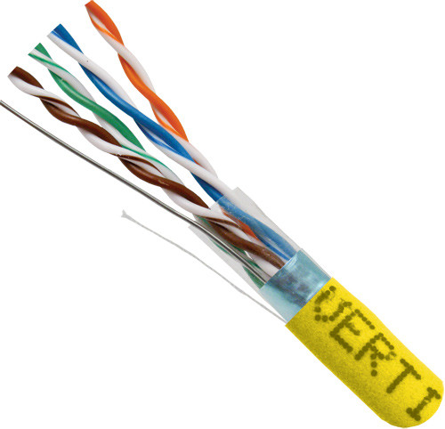Vertical Cable 057-475/S/YL CAT5E F/UTP, Shielded, 24AWG Solid-Bare Copper, 8-Conductor, PVC Jacket, Yellow, 1000FT Pull Box