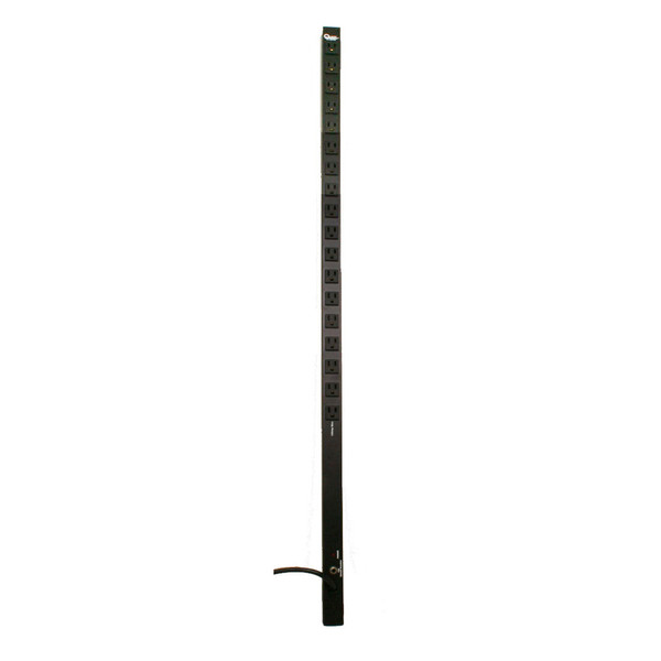Quest VPS-1804 4Ft Pdu, 18 Front 120V/15A Outlets W/15Ft Cord, Aluminum, Black