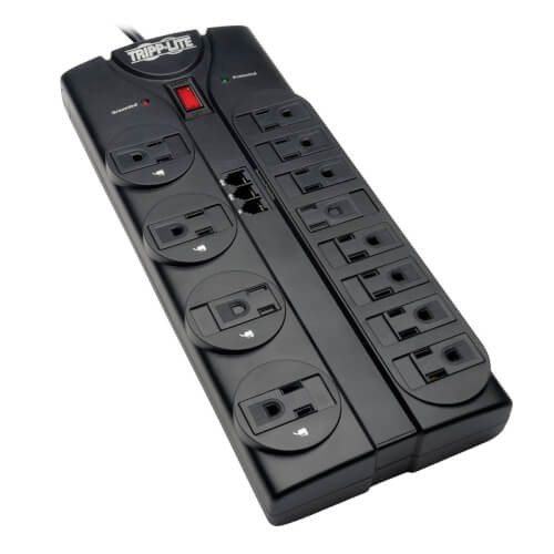 Tripp-Lite TLP1208TEL Protect It! 12-Outlet Surge Protector, 8-ft. Cord, 2160 Joules, Tel/Modem Protection