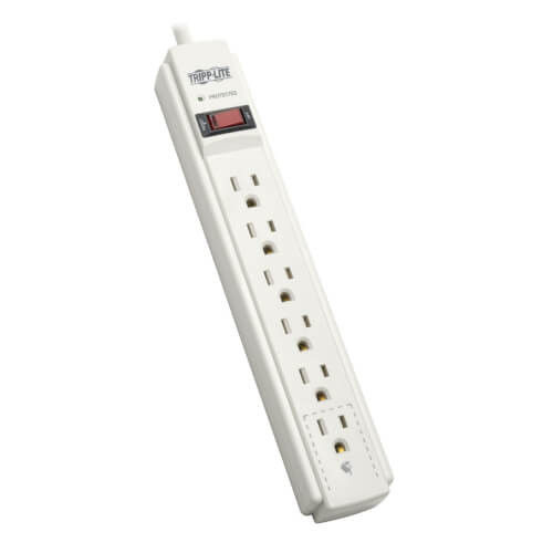 Tripp-Lite TLP606 Protect It! 6-Outlet Surge Protector, 6 ft. Cord, 790 Joules, Diagnostic LED, Light Gray Housing